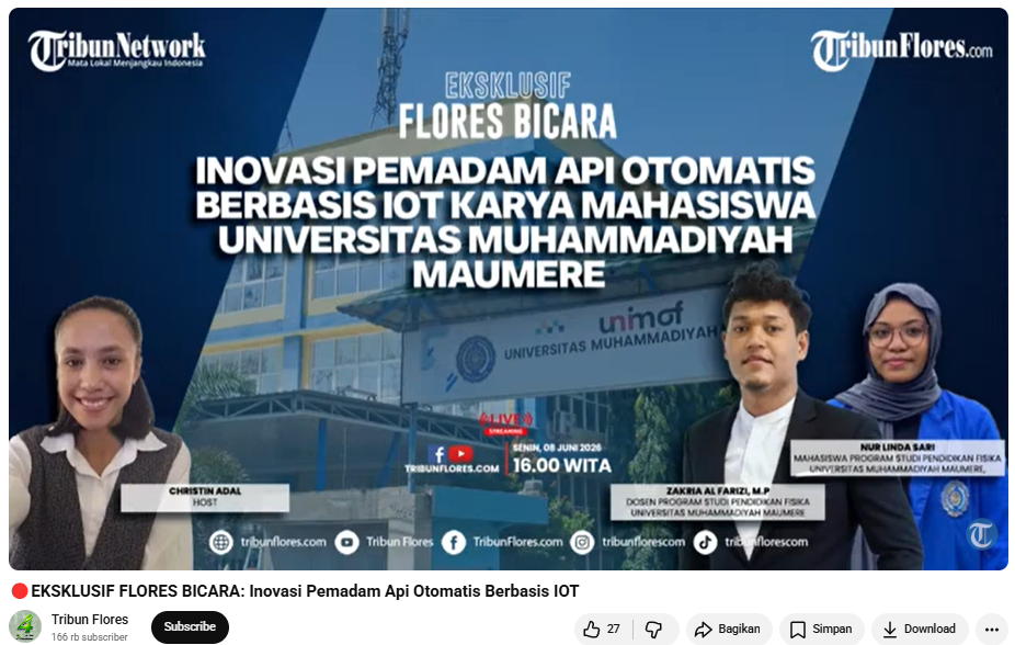 Mahasiswi Pendidikan Fisika UNIMOF Kembangkan Sistem Pemadam Kebakaran Otomatis Berbasis IoT, Raih Juara II Lomba Inovasi Daerah